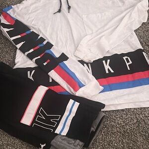 White and Black PINK Hoodie and leggings set